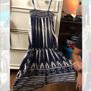 Navy blue and white pattern romper